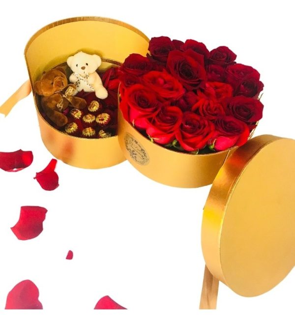 Box Dúplex De Rosas, Bombones Y Ositos De Peluche - Imagen 2