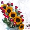 Arreglo floral de Girasoles y rosas