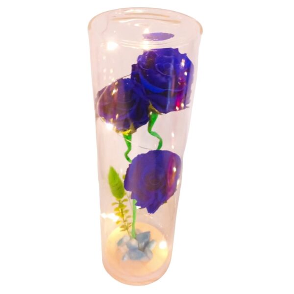 Capsula con 3 Rosas azules naturales preservadas