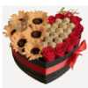 Box Corazon de amor girasoles y rosas
